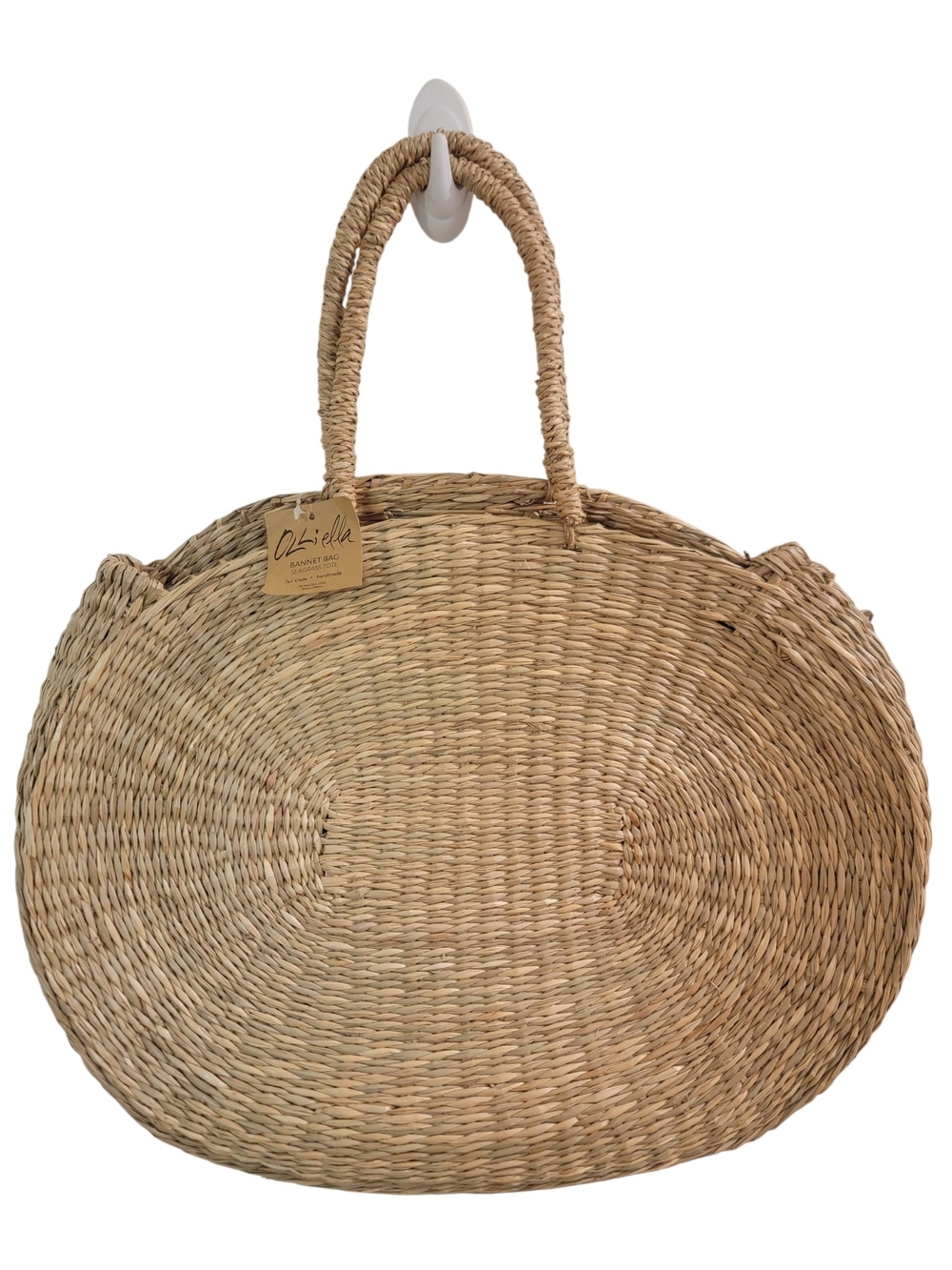 Handmade Seagrass Beach Tote Bag Fair Trade Woven Straw Ollie Ella NWT Large